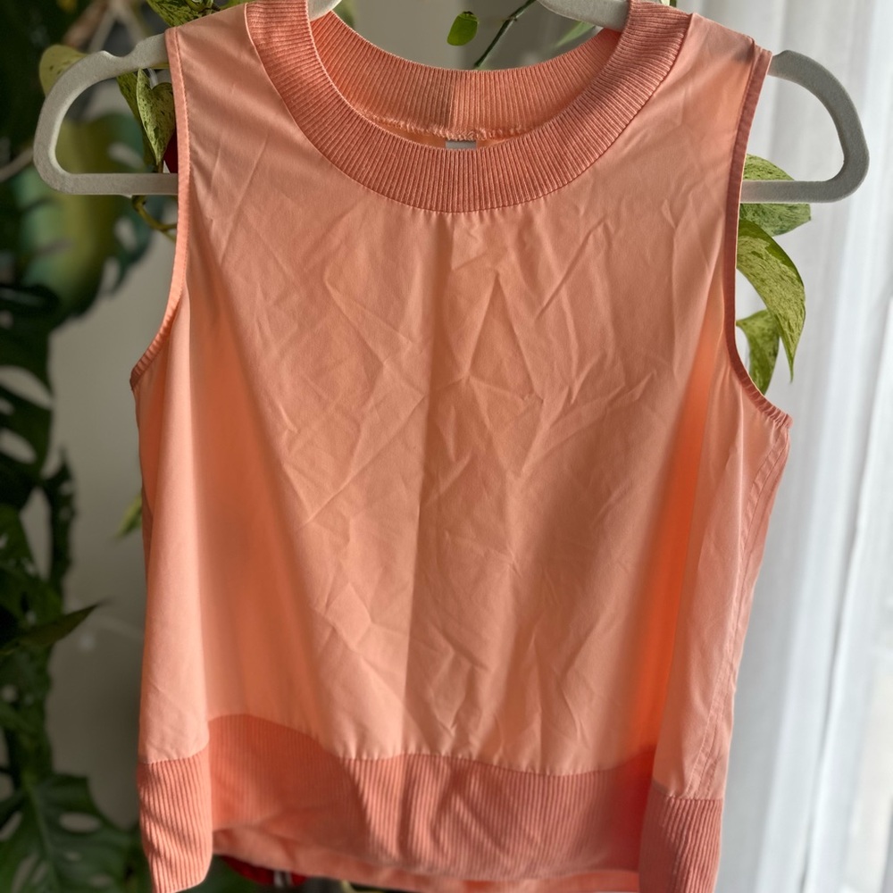 Athleta Peach Zephyr Shell Tank Top Gym Active Polyester Blend Sz XS